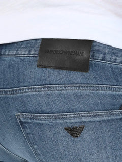 Calça Jeans Empório Armani Masculina J06 Slim Fit 5 Pockets Azul Índigo Médio