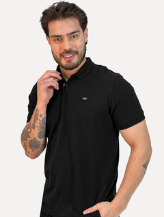 Polo Calvin Klein Masculina Piquet Regular CKJ Bordado Preta