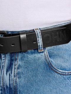 Cinto John John Masculino Couro Embossed Preto