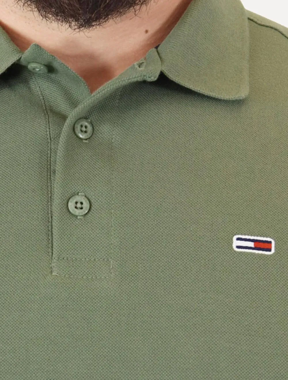 Polo Tommy Hilfiger Masculina Piquet Regular Placket Verde Militar