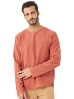 Moletom Colcci Masculino Crewneck Texture Refile Terracota Mescla