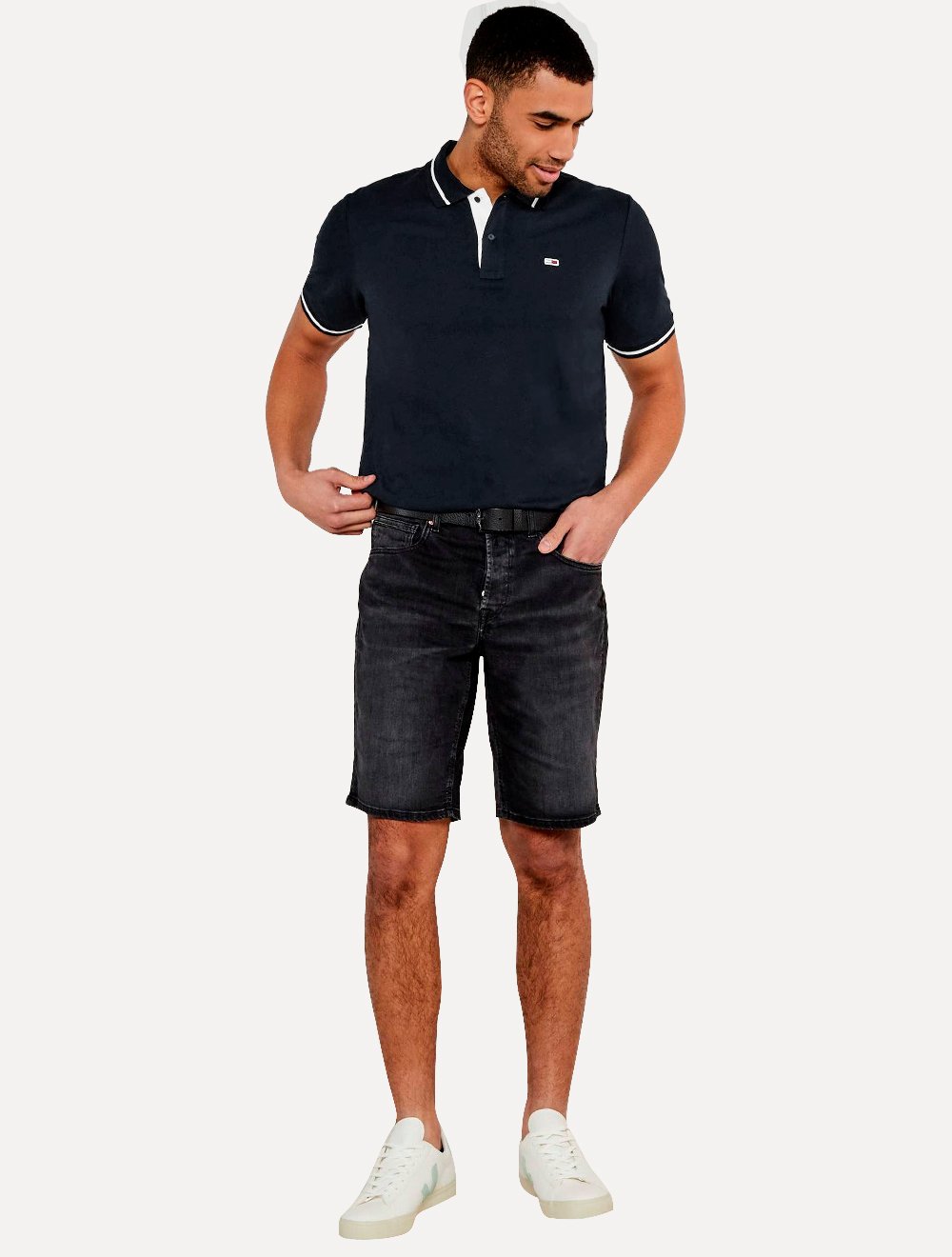 Polo Tommy Jeans Masculina Piquet Regular Tipped Azul Marinho