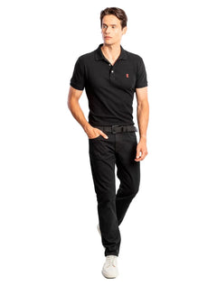 Polo Sergio K Masculina Piquet Mag Logo Preta