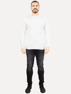 Suéter Dixen Masculino Crewneck Tricot Liso Branco