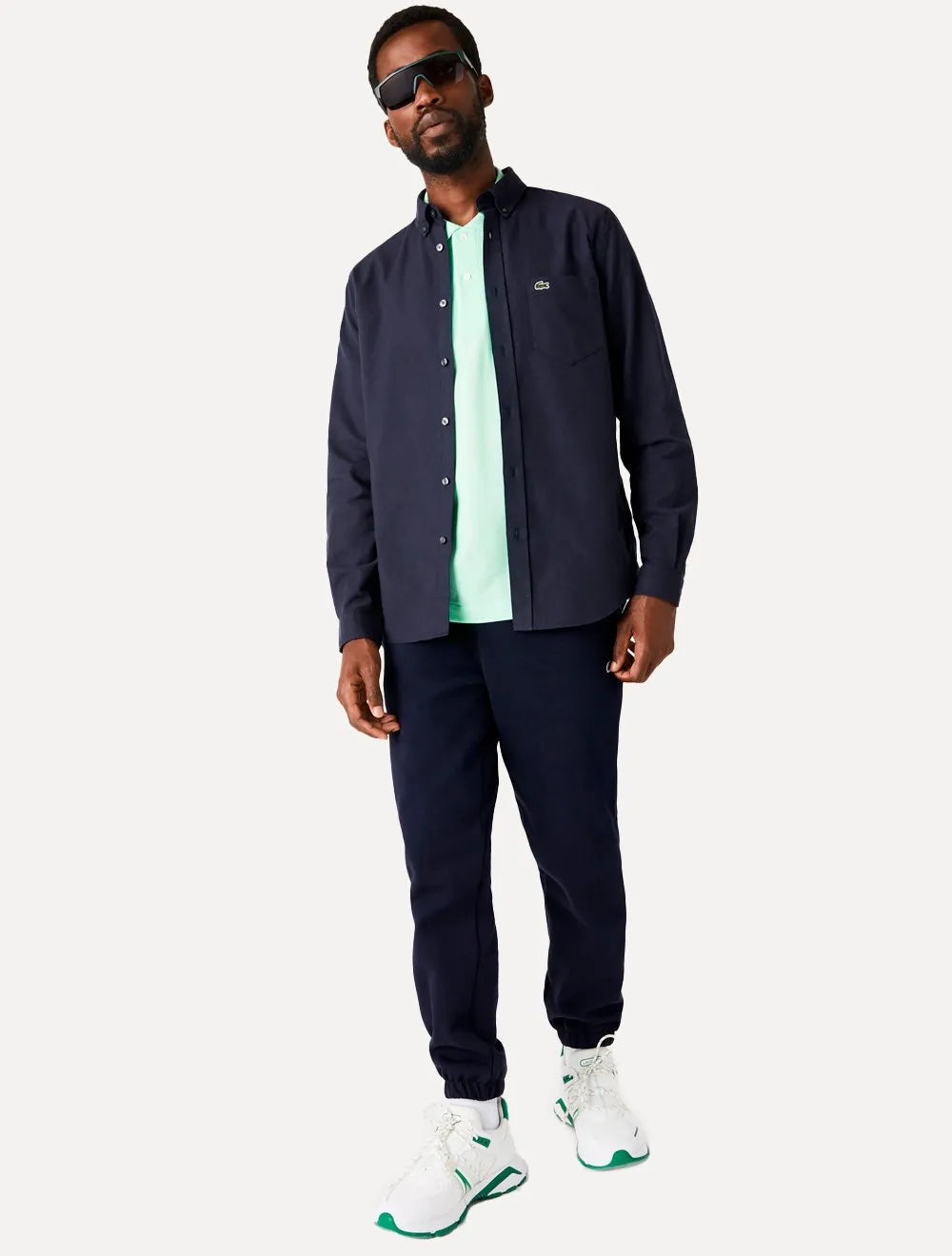 Camisa Lacoste Masculina Regular Oxford Buttoned Collar Azul Marinho