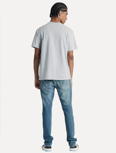 Camiseta Tommy Jeans Masculina Regular Classic Smal Flag Cinza Mescla