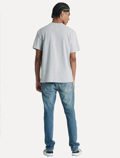 Camiseta Tommy Jeans Masculina Regular Classic Smal Flag Cinza Mescla
