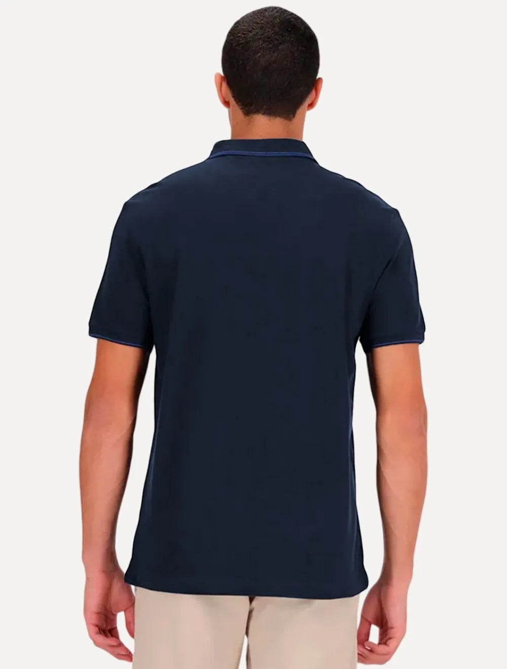 Polo Calvin Klein Piquet Regular Básica Friso Azul Marinho