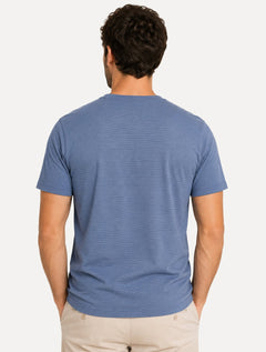 Camiseta Dudalina Regular Fit Listras Azul Marinho