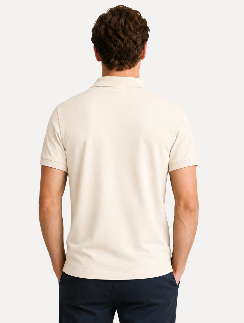 Polo Tommy Hilfiger Masculina Slim Piquet 1985 Off White