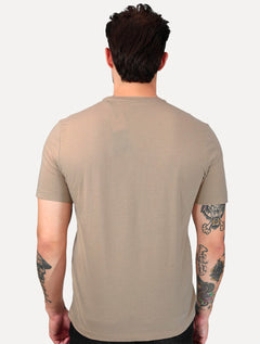 Camiseta Individual Masculina Comfort Pima Soft Touch Logo Marrom Claro