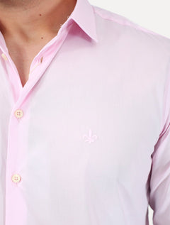 Camisa Dudalina Masculina Slim Superfine Cotton Tricoline Lisa Stretch Rosa Claro