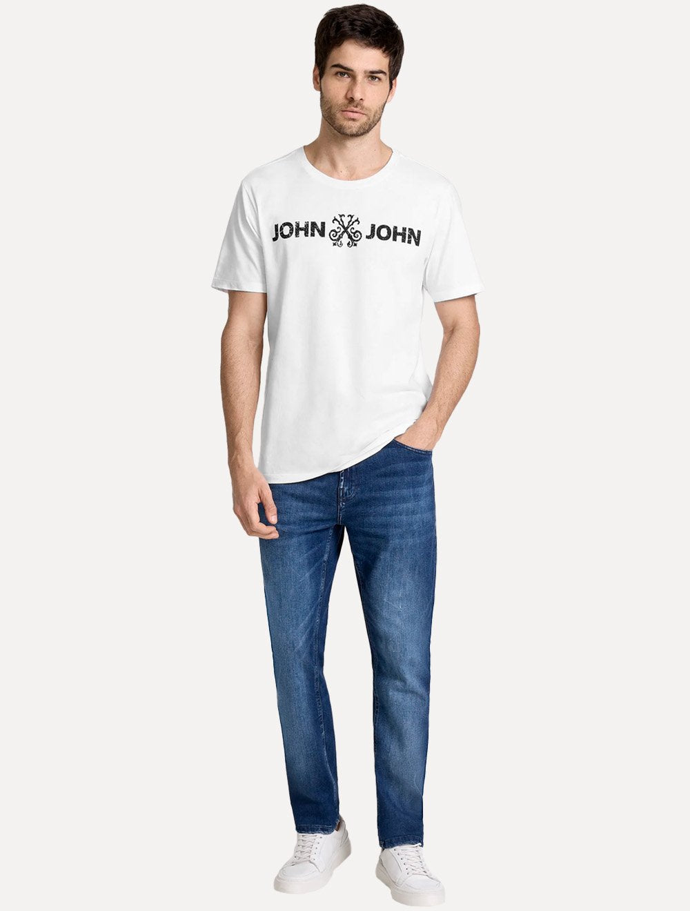 Camiseta John John Masculina JJ Basic Logo Rusty Branca