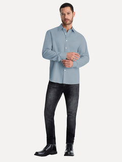 Camisa Ellus Masculina Tricoline LY Classic Anatomic Azul Médio