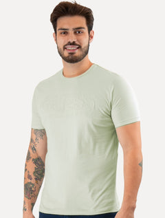 Camiseta Guess Masculina Big Logo Los Angeles Bordado Verde Claro