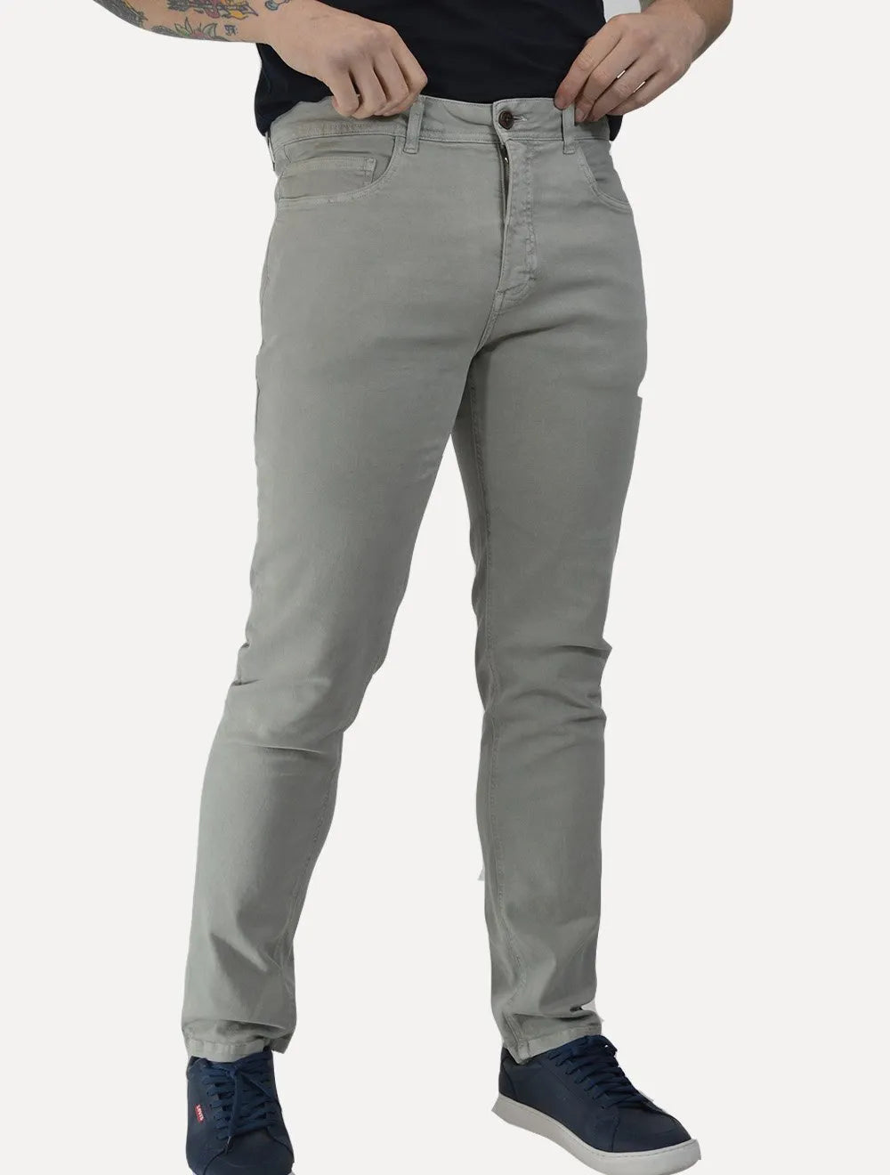 Calça Aramis Jeans Masculina Skinny Color 5 Pockets Cinza Claro