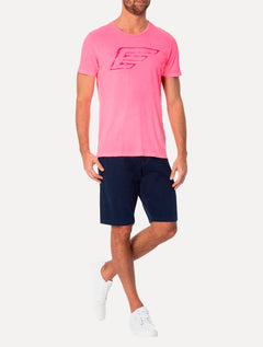 Camiseta Ellus Masculina Cotton Fine Maxi Splash Logo Neon Rosa