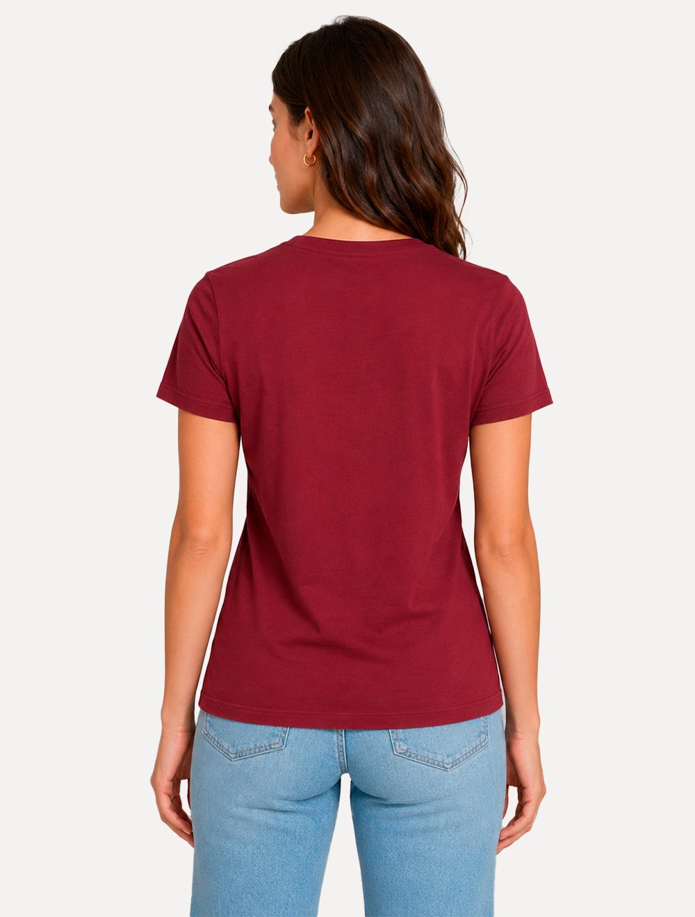 Camiseta Guess Feminina Bold Cursive Embossed Red Logo Vermelho Escuro