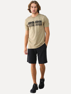 Camiseta John John Masculina Regular Logo Shadow Repeat Cáqui