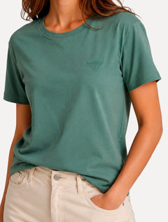 Camiseta Guess Feminina Chest Rubber Logo Verde Escuro