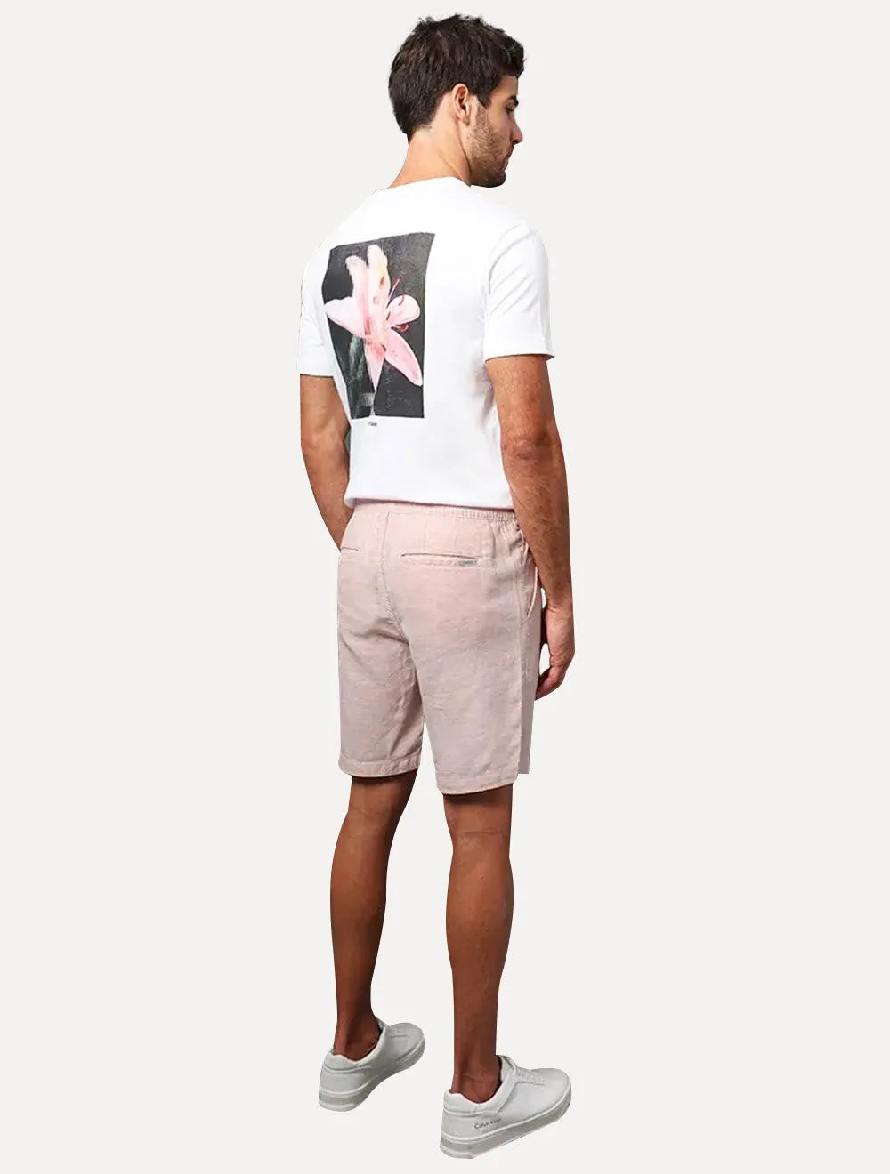 Bermuda Calvin Klein Jeans Masculina Cadarço Cotton Rosa Claro