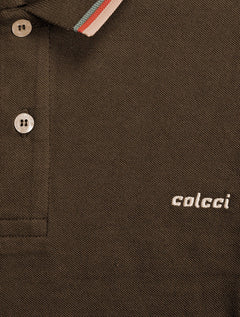 Polo Colcci Masculina Piquet Brown Logo Marrom