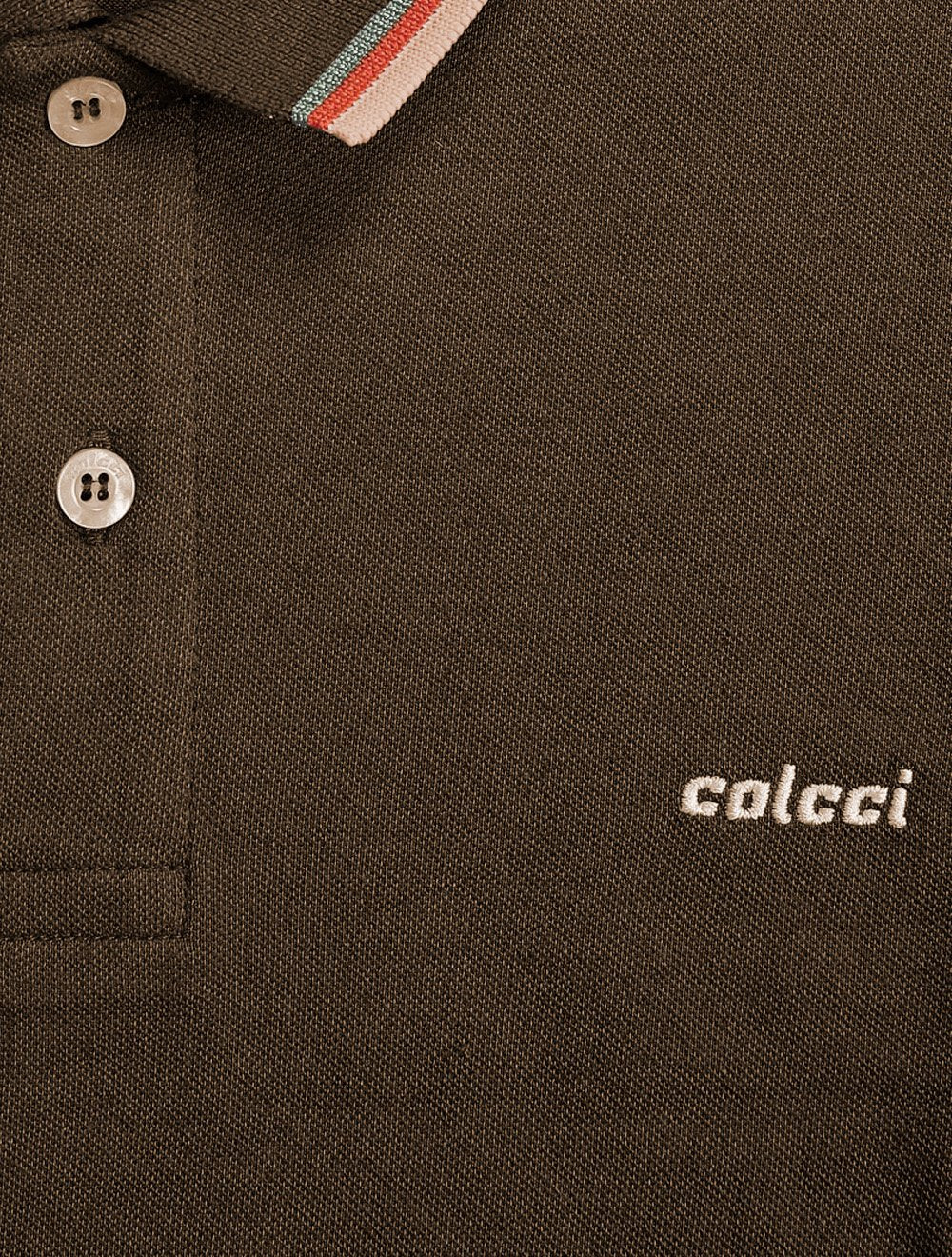 Polo Colcci Masculina Piquet Brown Logo Marrom