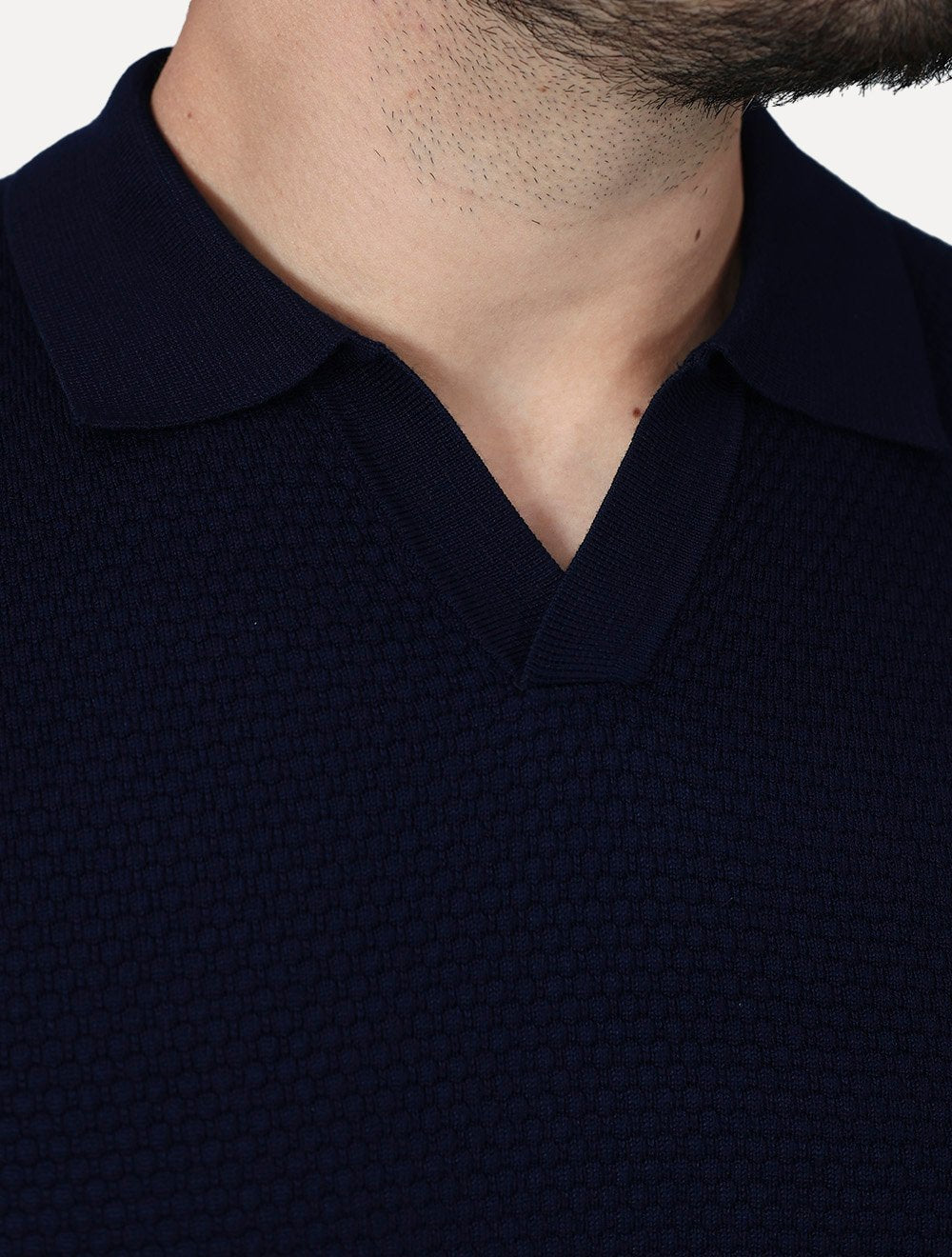 Camiseta Dixen Masculina Tricot Manga Longa Jacquard Seamless Azul Marinho