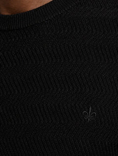 Suéter Dudalina Masculino Tricot Text Chevron Cotton Preto