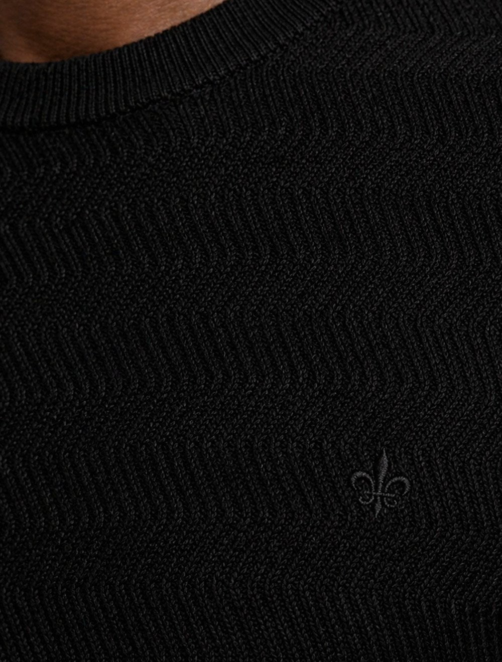 Suéter Dudalina Masculino Tricot Text Chevron Cotton Preto