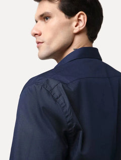 Camisa Aramis Masculina Manga Curta Tricoline Stretch Pocket Azul Marinho