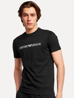 Camiseta Emporio Armani Masculina Essential Logo Peito Chest Preta
