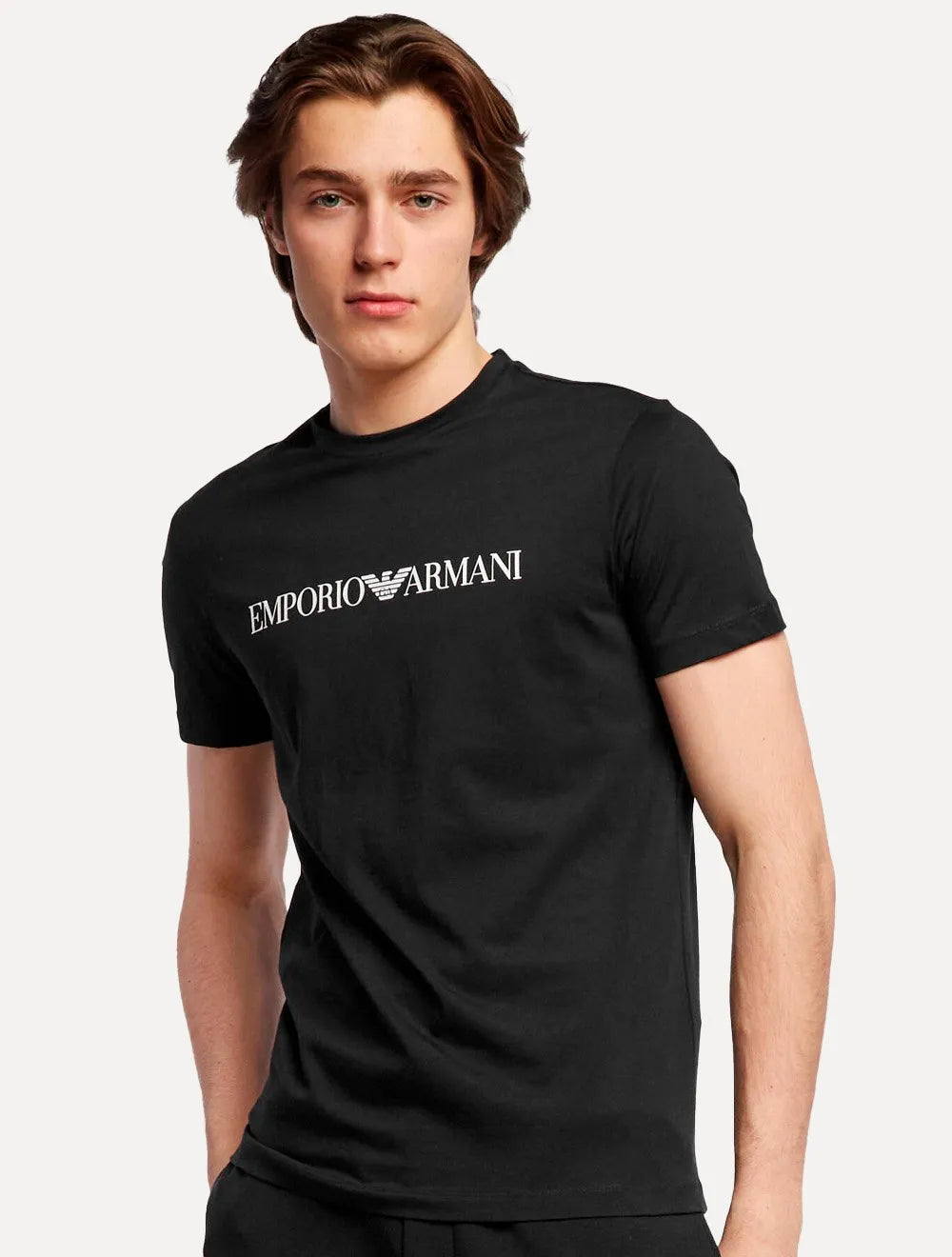 Camiseta Emporio Armani Masculina Essential Logo Peito Chest Preta