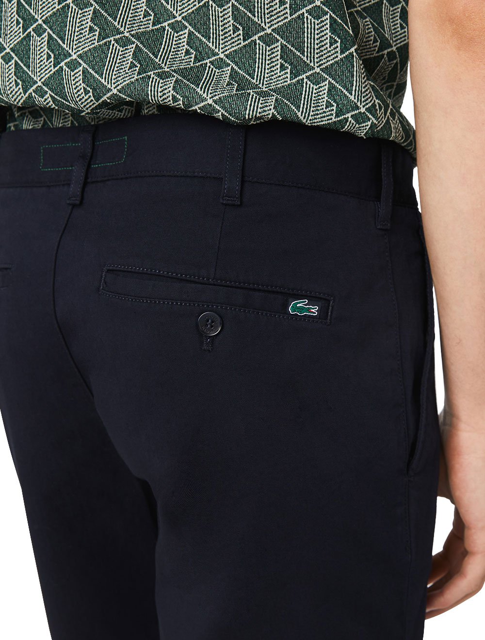 Bermuda Lacoste Masculina Sarja Slim Cotton Stretch Azul Escuro