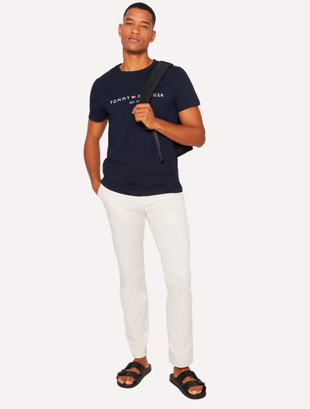 Kit Camisetas Tommy Hilfiger | Masculina Core/Stack Logo Azul Marinho/Preta