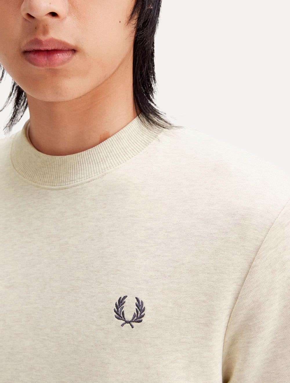 Moletom Fred Perry Masculino Crewneck Laurel Off-White Mescla
