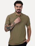 Polo Aramis Masculina Regular Basic Piquet Mono Logo Cáqui Medio