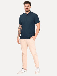 Polo Aramis Masculina Piquet Botone Mono Logo Azul Marinho