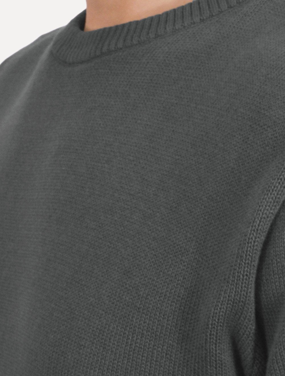 Suéter Dixen Masculino Tricot Gola Redonda Estonada Chumbo