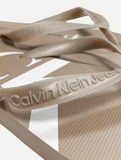 Chinelo Calvin Klein Jeans Logo Flow Blue Cáqui Médio