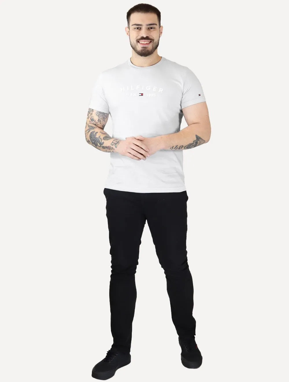Camiseta Tommy Hilfiger Masculina Fathers Arc USA Off-White