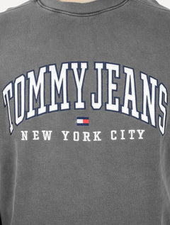 Moletom Tommy Jeans Masculino Relaxed C-neck Varsity Chumbo