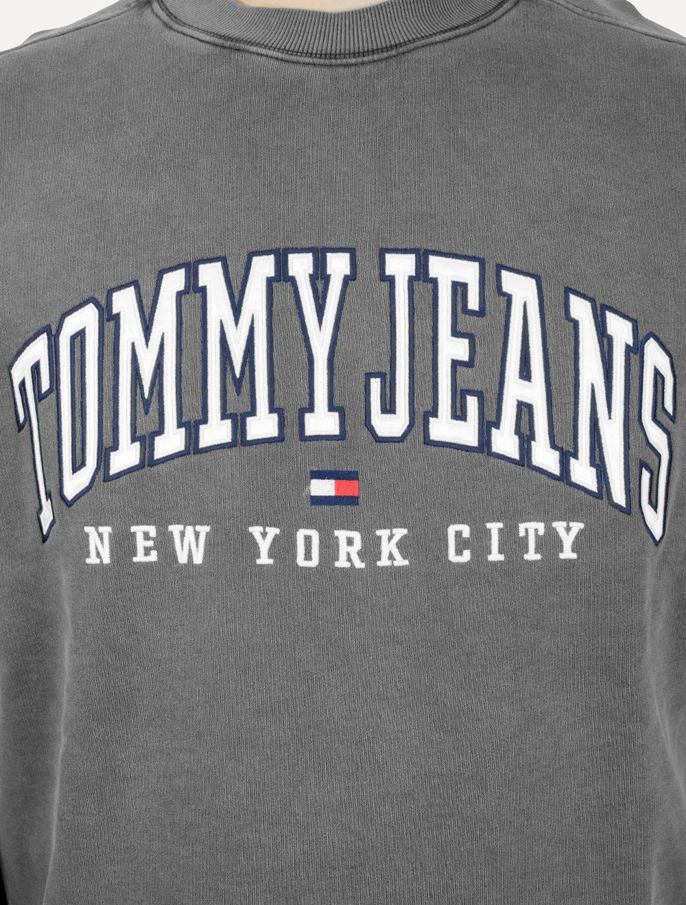 Moletom Tommy Jeans Masculino Relaxed C-neck Varsity Chumbo
