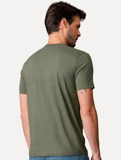 Camiseta Calvin Klein Masculina Embossing Logo Relevo Verde Militar