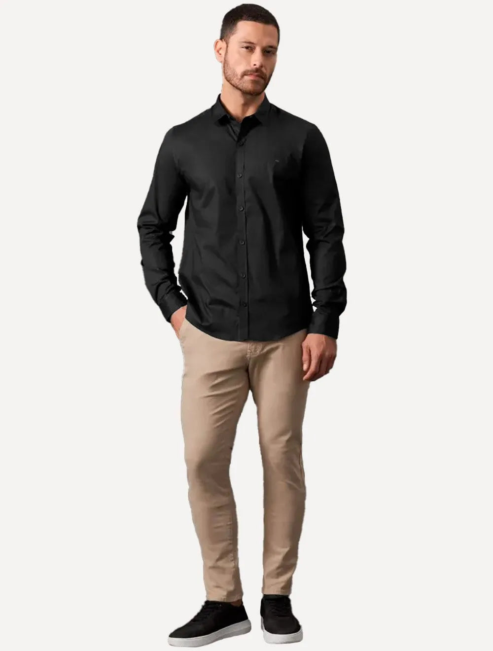 Camisa Calvin Klein Jeans Slim Fit New CKJ Logo Preta