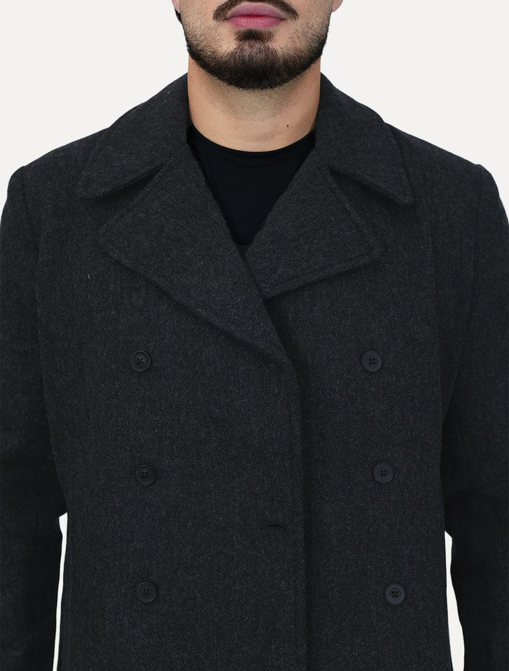 Casaco Calvin Klein Jeans Masculina Lã Liso Botões Preto