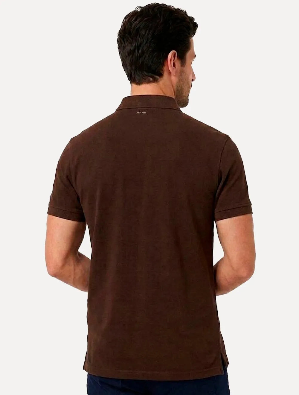 Polo Aramis Masculina Basic Piquet Mono Marrom Café
