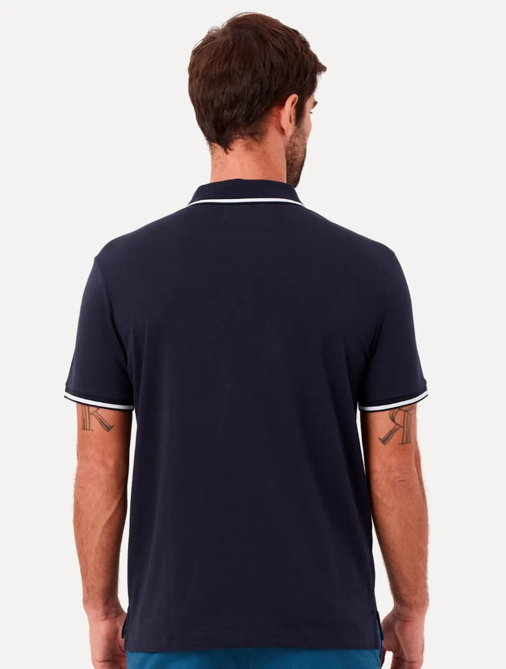 Polo Original Penguin Masculina Malha Jersey Lisa Frisos Azul Marinho