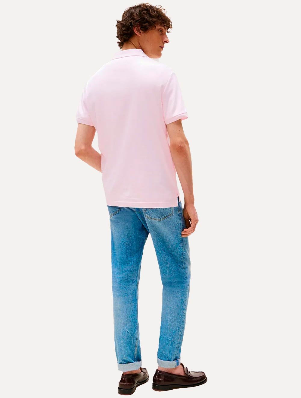Polo Tommy Hilfiger Masculina Malha Liquid Cotton Seasonal Rosa Claro