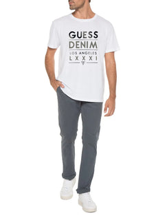 Camiseta Guess Masculina Denim Los Angeles Gradient Branca